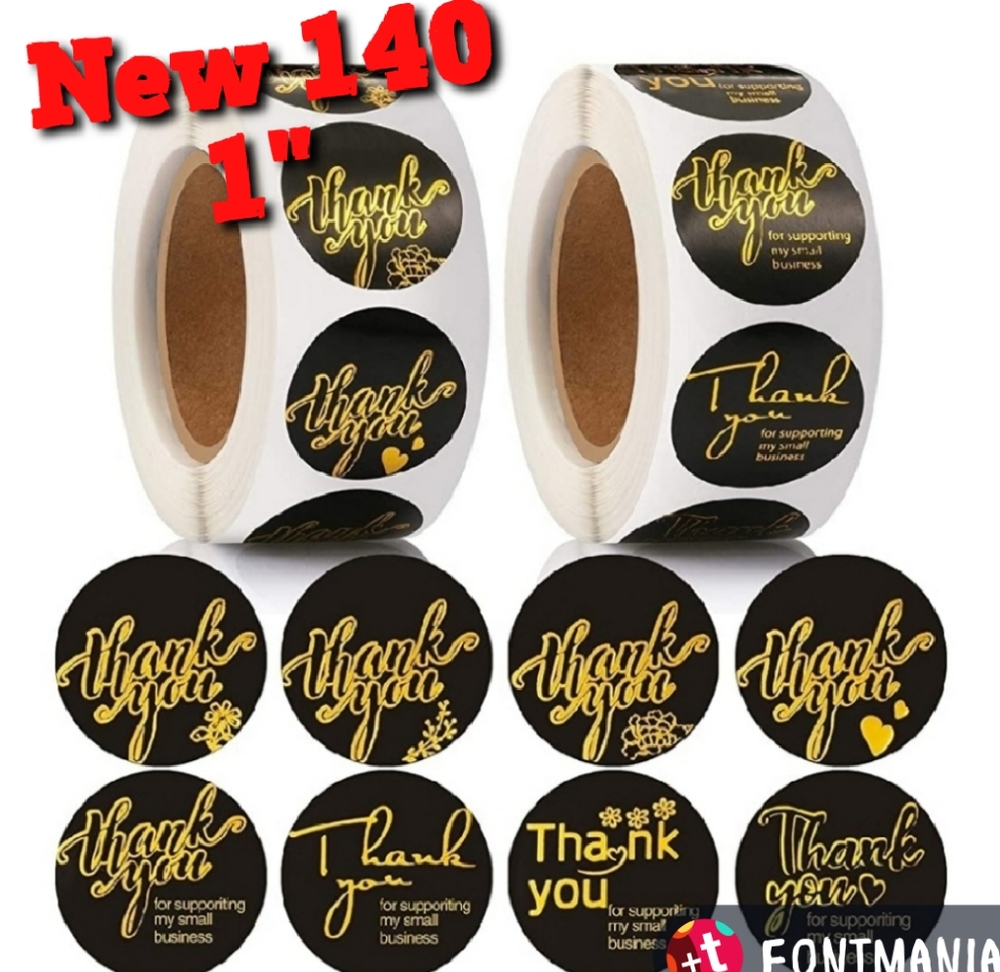 200 ct Small 1" Thank You Stickers - Picture 4 of 10